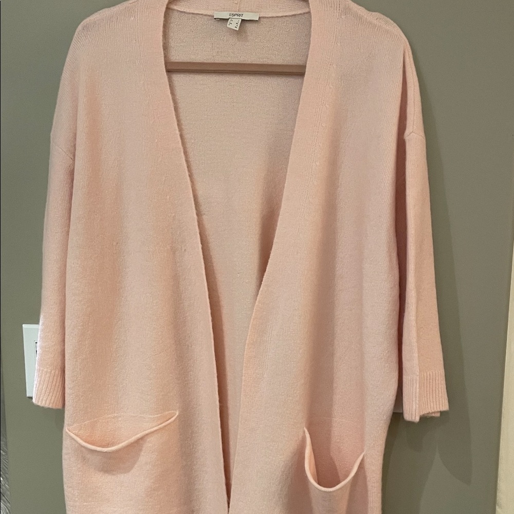 Esprit size L blush pink never worn knee length cardigan.   Soo soft.